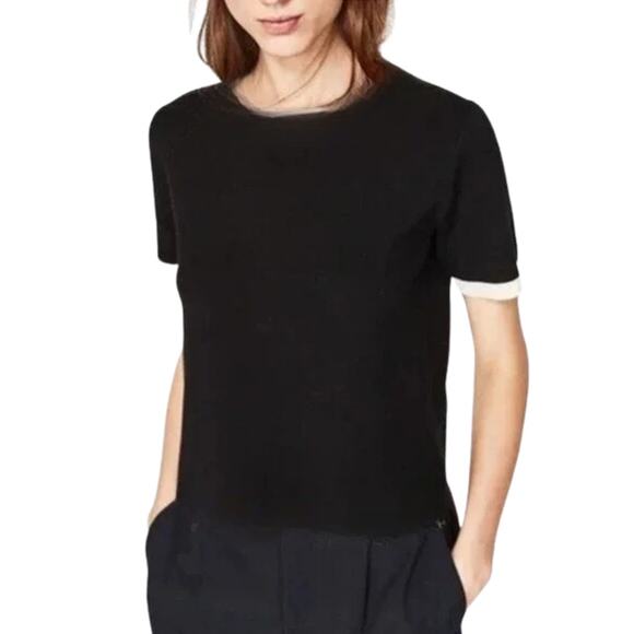 Zara Trafaluc Black and White Textured Cropped Top Size Large - Picture 1 of 3